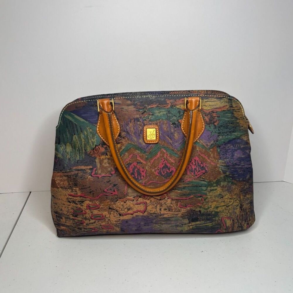 Dooney & Bourke Multicolor Shoulder Bag with Tan Handles Van Gogh